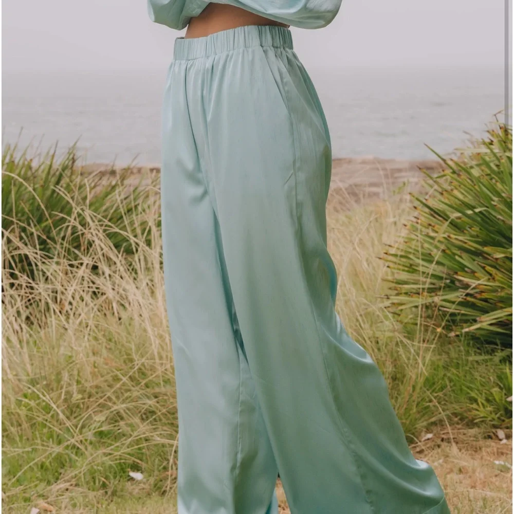 Daily Drills Light Blue Wide Leg Pants - Picture 2 of 5